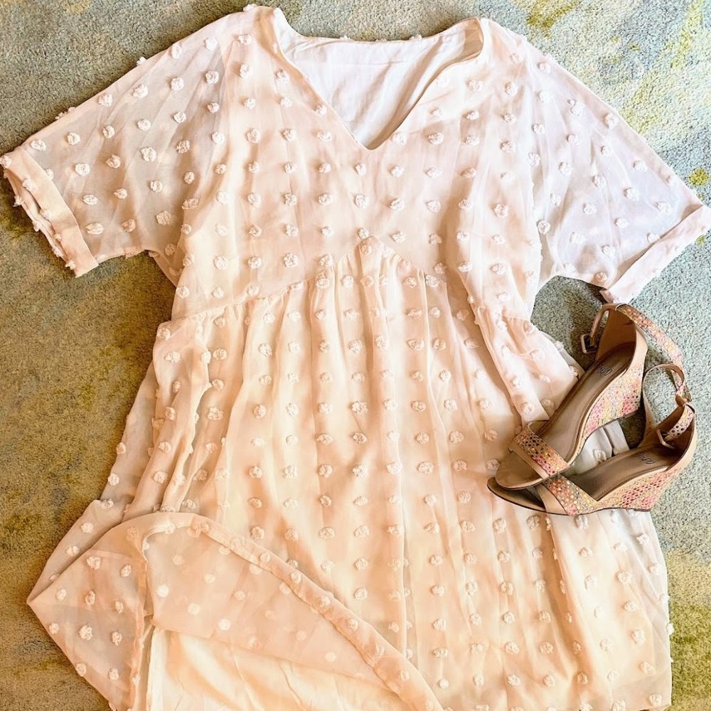 Adorable cream polka dot dress